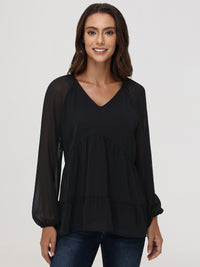 V-Neck Peplum Blouse