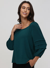 Pleated Puff Sleeves Blouse