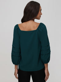 Pleated Puff Sleeves Blouse