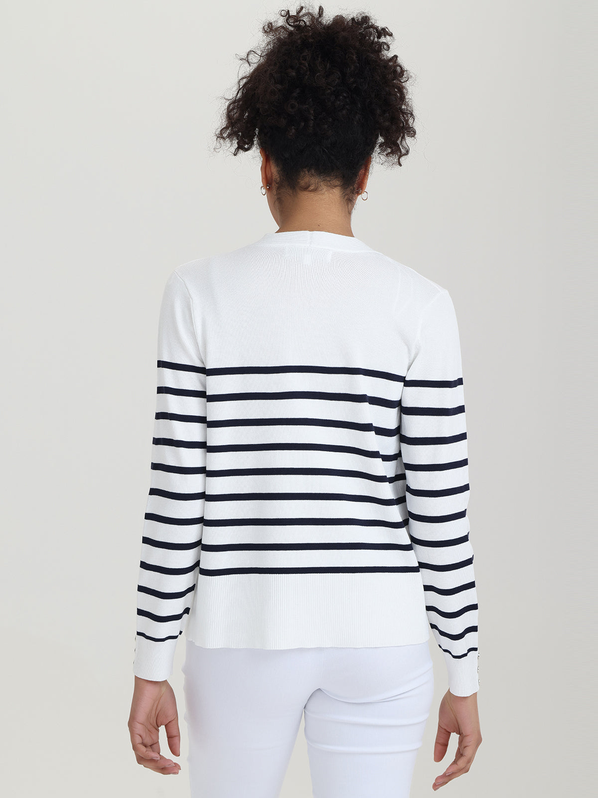 Button Cuff Stripe Cardigan