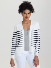 Button Cuff Stripe Cardigan