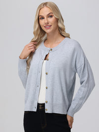 Crewneck Button Front Cardigan