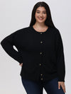 Plus Crewneck Button Front Cardigan