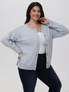 Plus Crewneck Button Front Cardigan