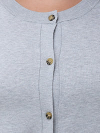 Plus Crewneck Button Front Cardigan