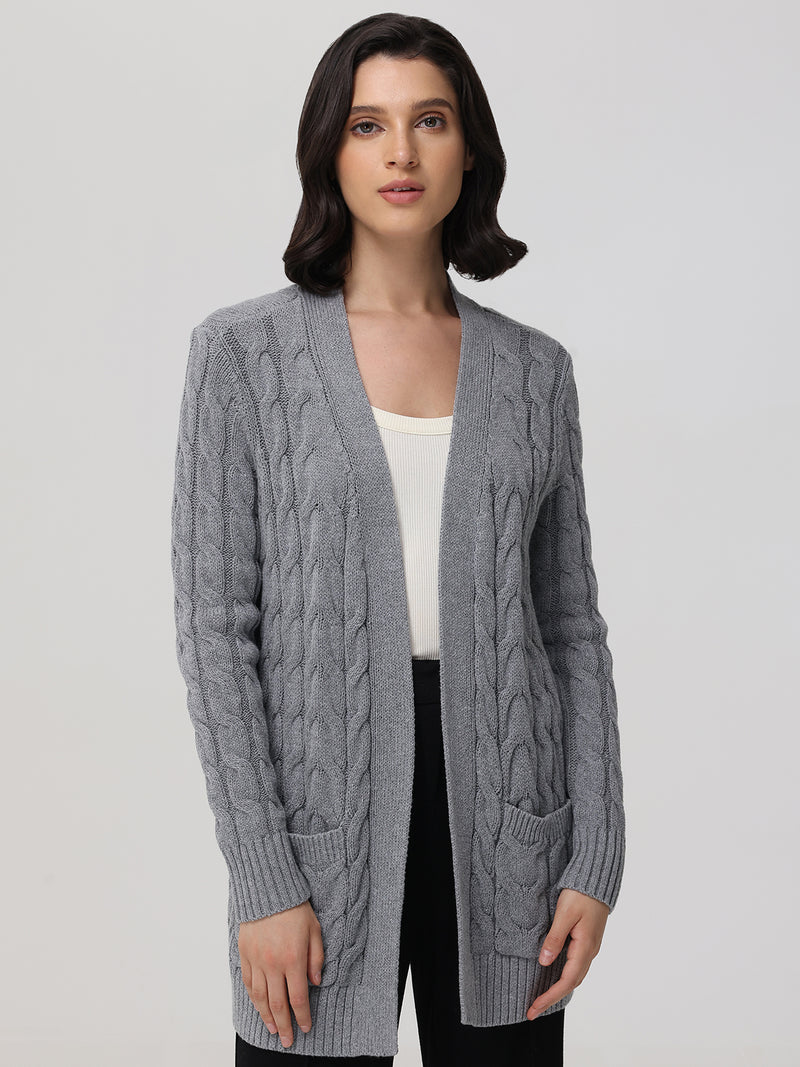 Cable Long Cardigan