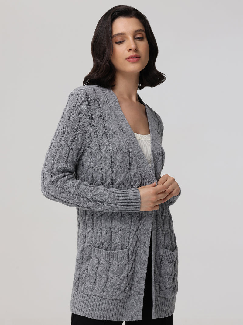 Cable Long Cardigan