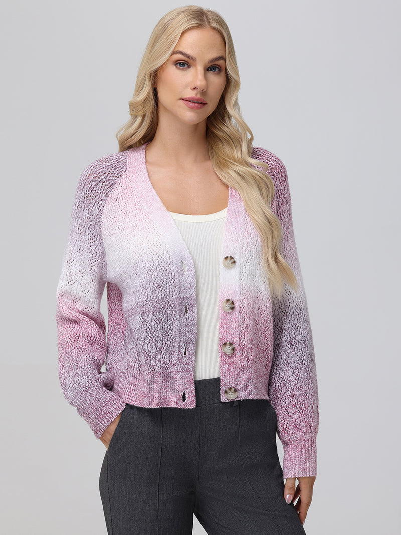 Ombre Pointelle Cardigan