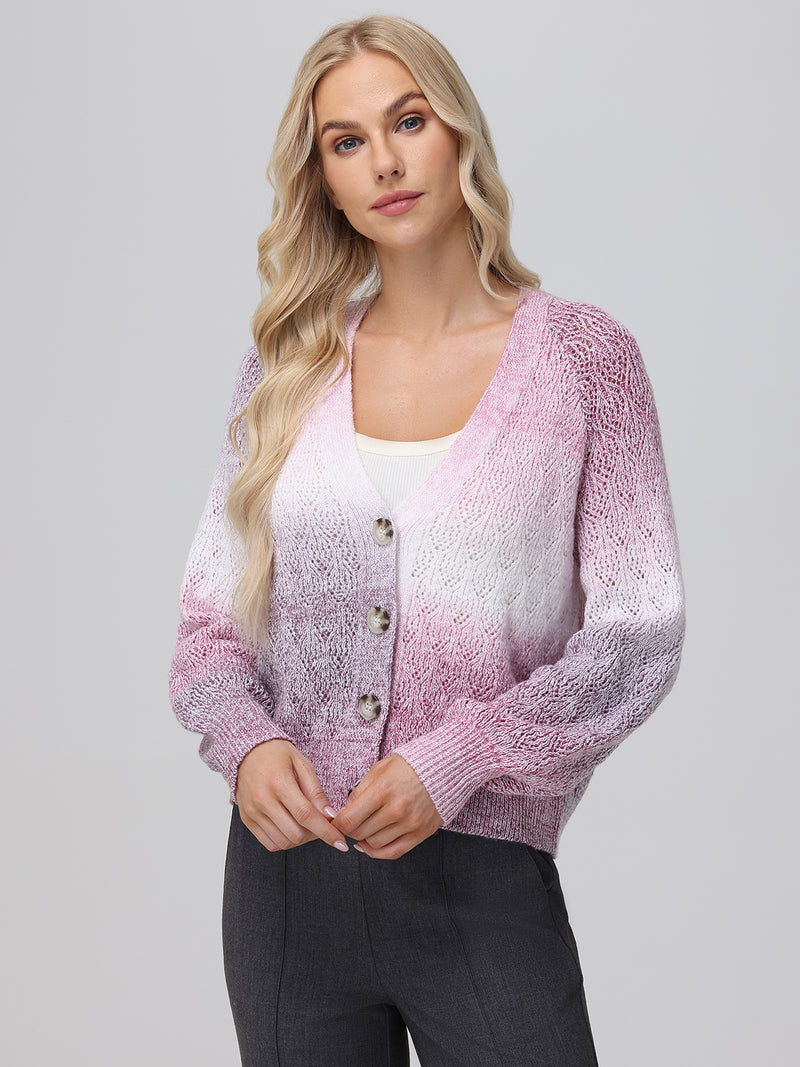 Ombre Pointelle Cardigan