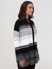 Stripe Shawl Collar Cardigan