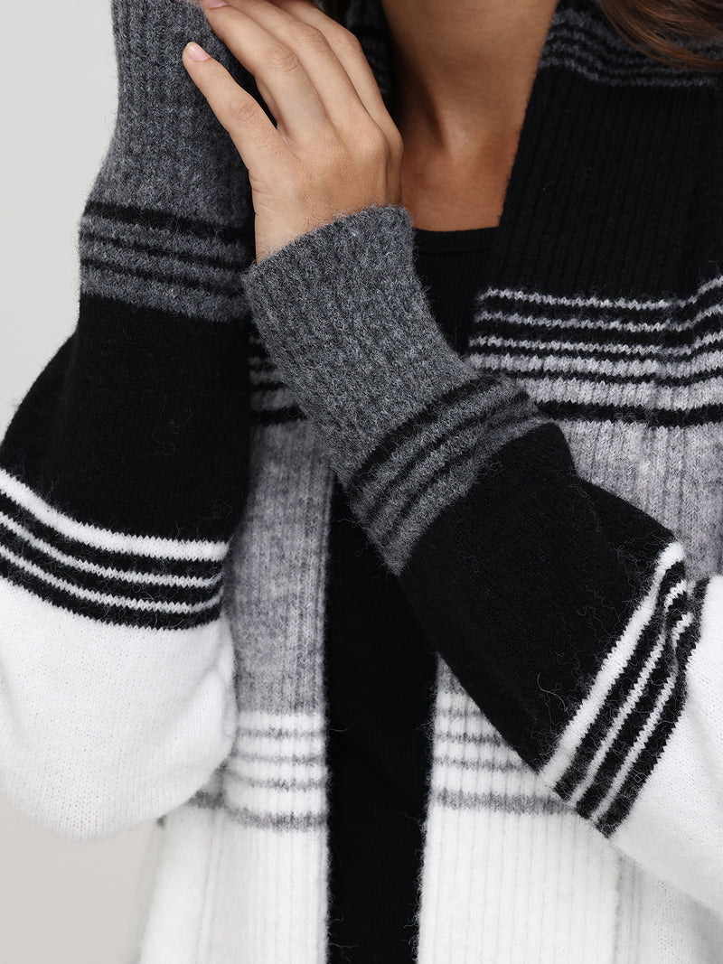 Stripe Shawl Collar Cardigan