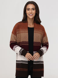 Stripe Shawl Collar Cardigan