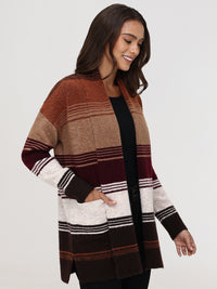 Stripe Shawl Collar Cardigan