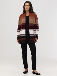 Stripe Shawl Collar Cardigan