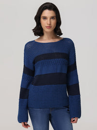 Stripe Pointelle Pullover