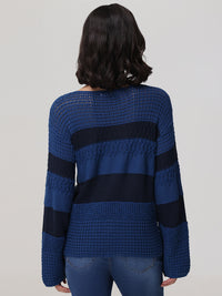 Stripe Pointelle Pullover