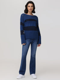 Stripe Pointelle Pullover