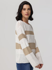 Stripe Pointelle Pullover