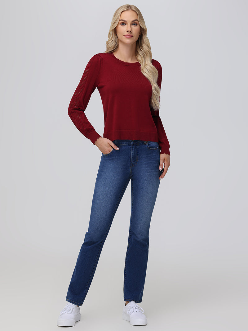 Pointelle Sleeve Sweater