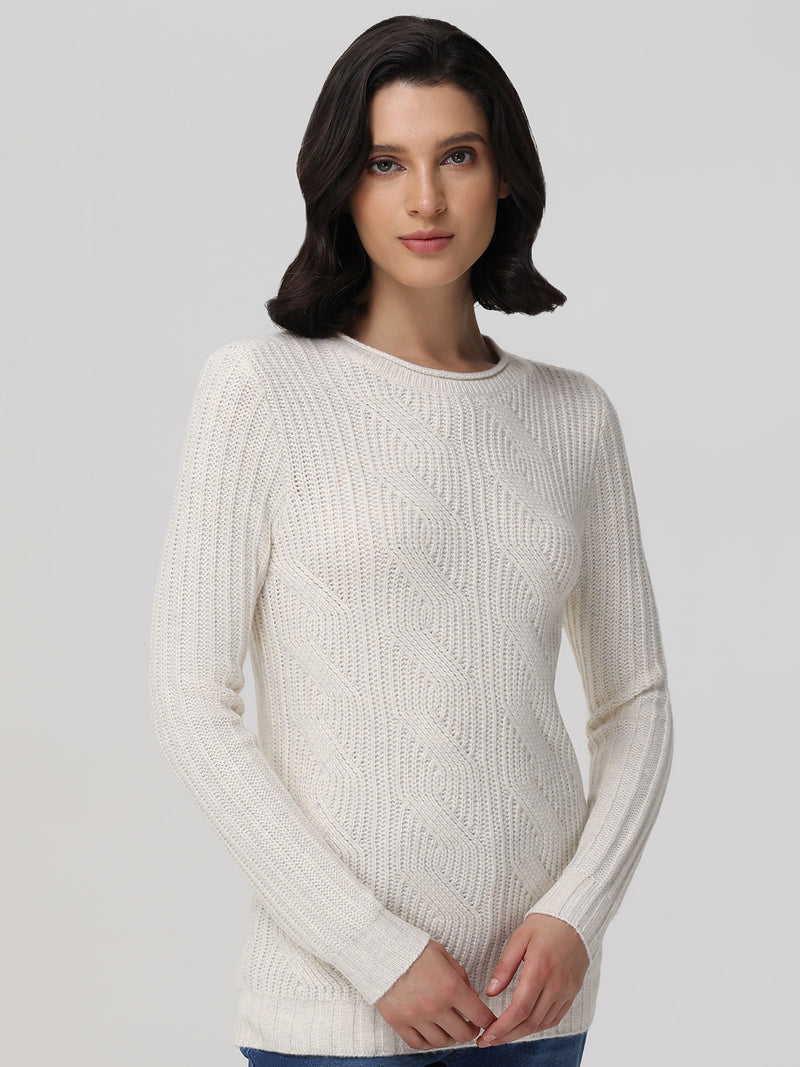 Mixed Cable Roll Neck Pullover