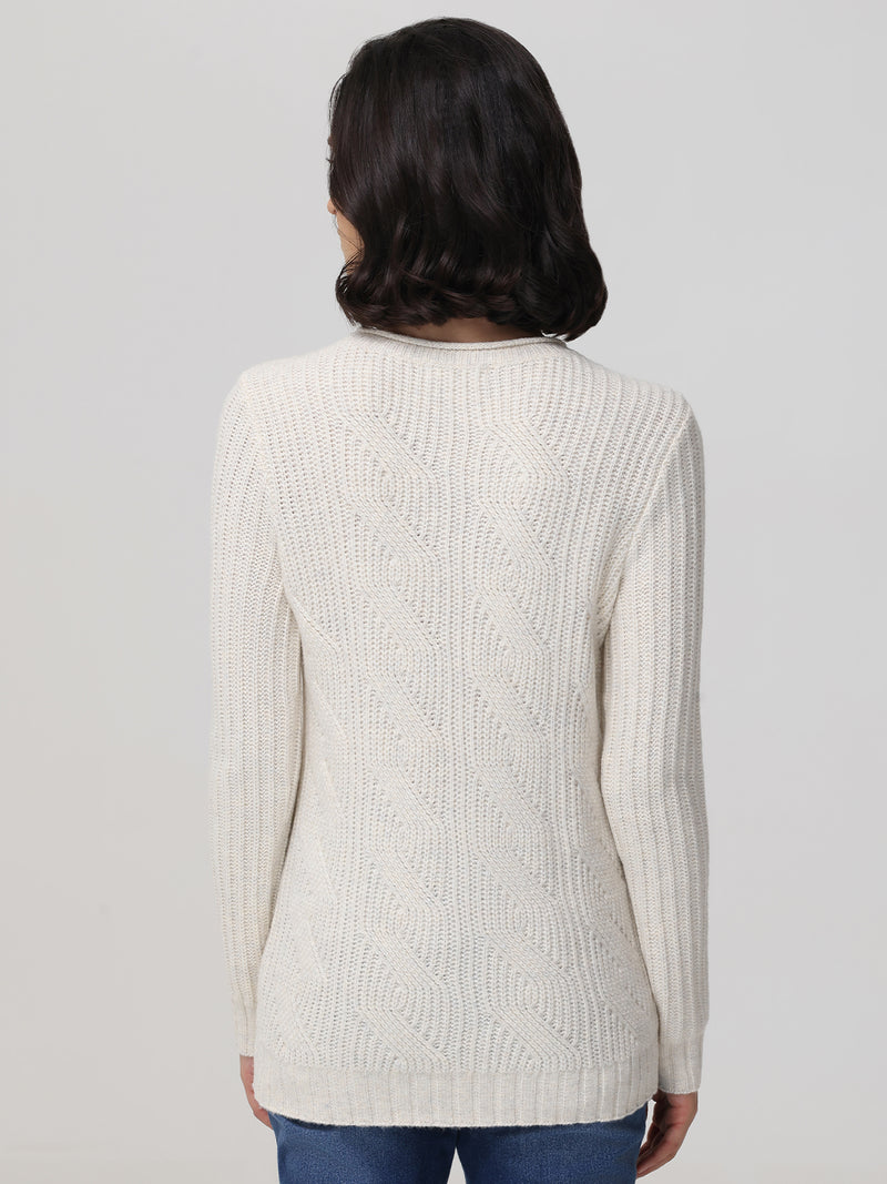 Mixed Cable Roll Neck Pullover