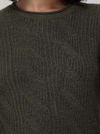 Mixed Cable Roll Neck Pullover