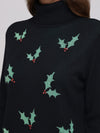 Holly Leaves Turtleneck Sweater