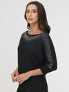 Snake Pattern Embellishment Pullover