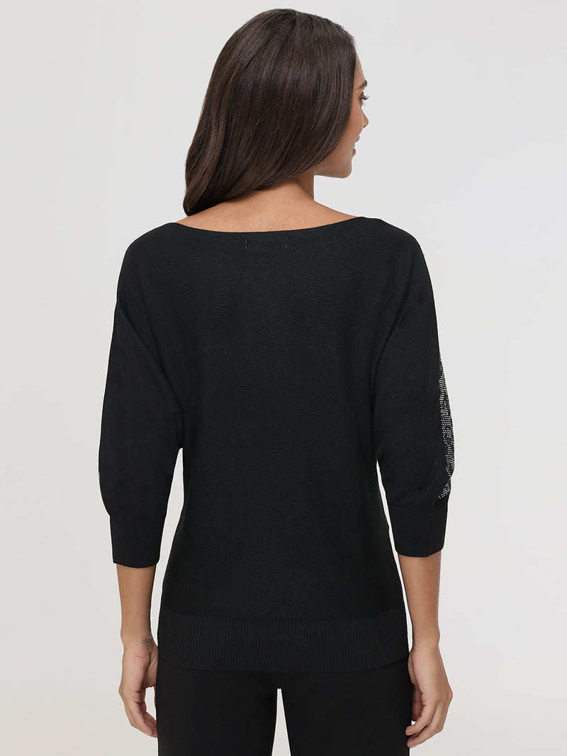 Snake Pattern Embellishment Pullover