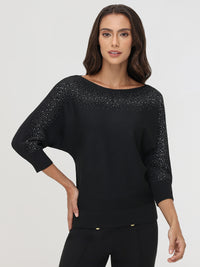 Embellished Boatneck Pullover