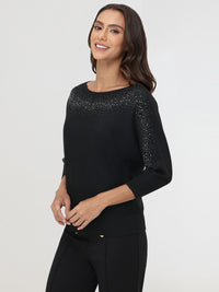 Embellished Boatneck Pullover