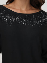 Embellished Boatneck Pullover