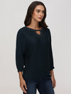 Rhinestone Keyhole Neck Pullover