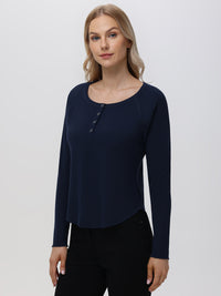 Rib Long Sleeve Henley Top