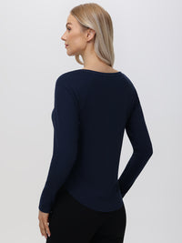 Rib Long Sleeve Henley Top