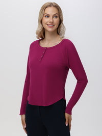 Rib Long Sleeve Henley Top