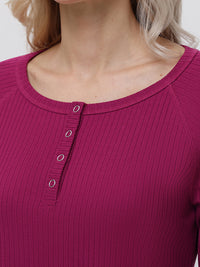 Rib Long Sleeve Henley Top