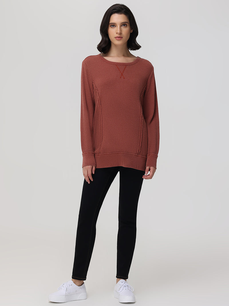 Waffle Long Sleeve Pullover