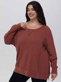 Plus Waffle Long Sleeve Pullover