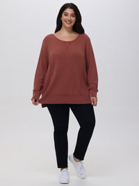 Plus Waffle Long Sleeve Pullover