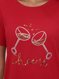 Cheers Sequins Graphic Tee