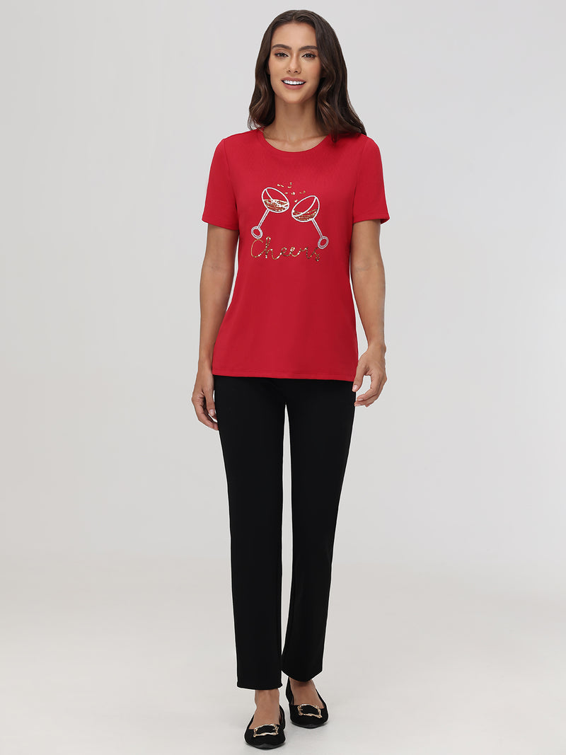 Cheers Sequins Graphic Tee