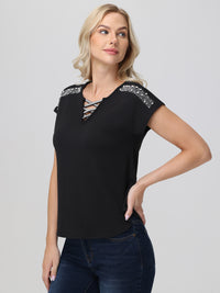 Embellished Criss Cross Top