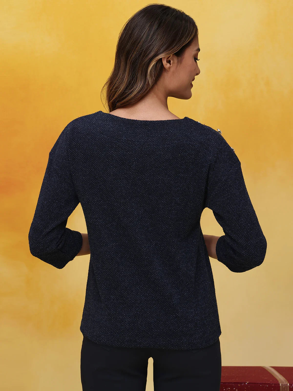 Embellished Textured Dolman Top
