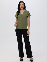 Petite Pleated Pull-On Little Black Pants