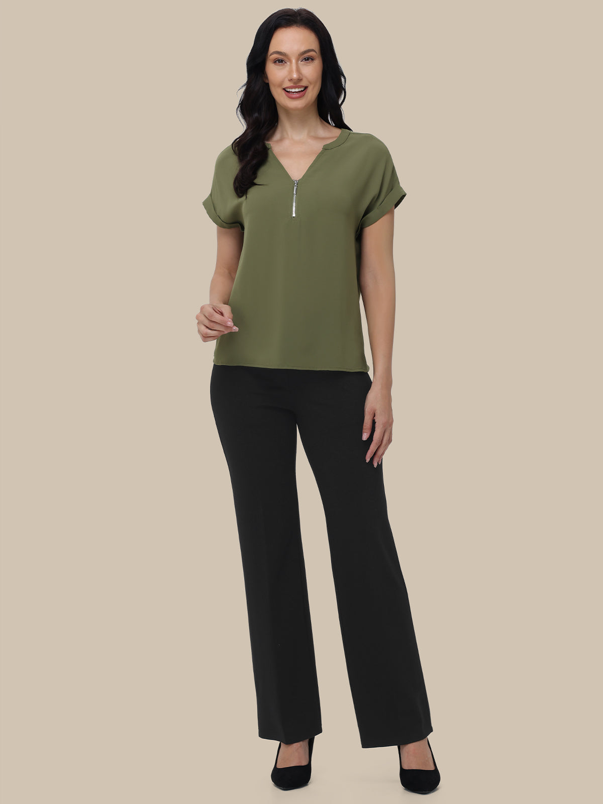 Luxe Ponte Straight Pull-On Pants