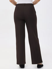 Brown wide-leg pants worn by a person on a white background