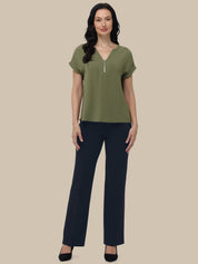 Luxe Ponte Straight Pull-On Pants