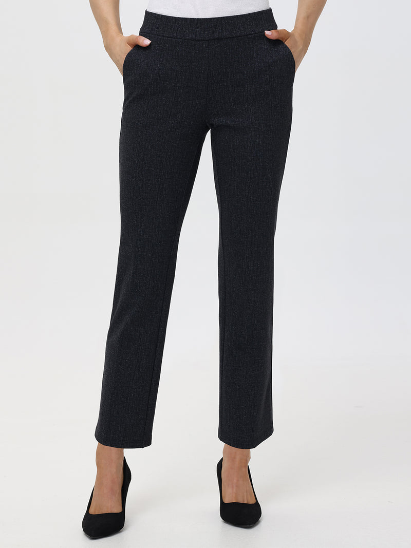 Mid-Rise Ponte Flare Leg Little Black Pants