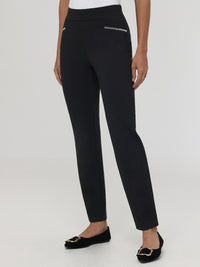 Ponte Embellished Little Black Pants